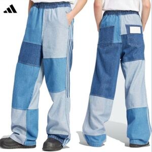 ✨Host pick✨Adidas Blue Patchwork Wide-Leg Jeans size small
